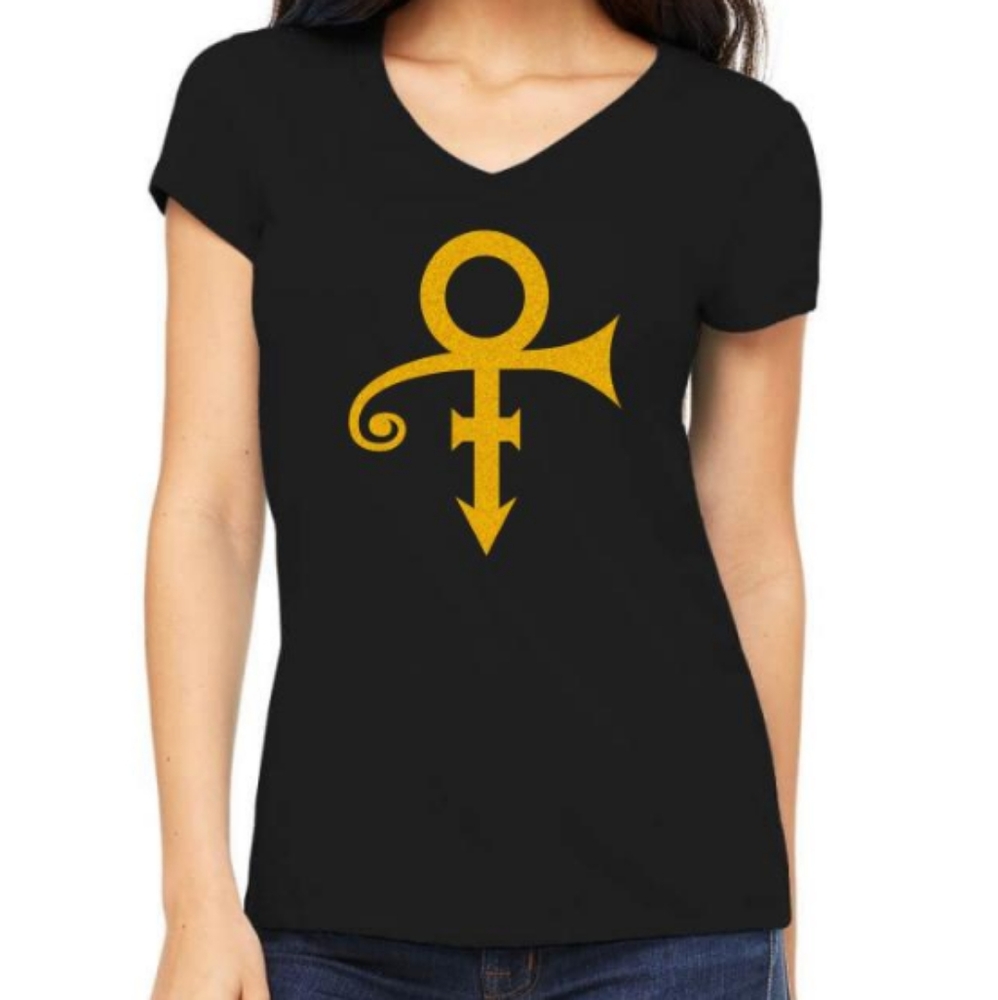 Prince T- Shirt Symbol Women Black & Gold